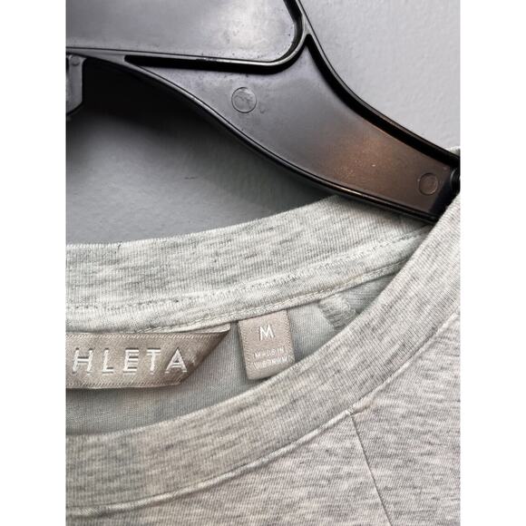 Athleta Apres Dress Womens Medium Light Gray Cap Sleeve Ruched Stretch Fitted - Picture 6 of 10